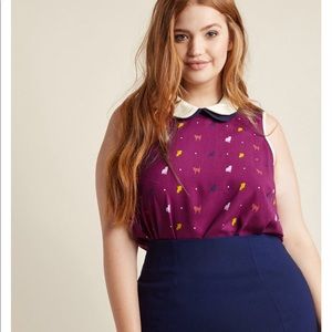 ModCloth Doubly Delightful Kitty Top